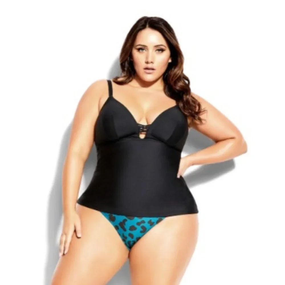 NWT City Chic Yasmin Tankini Black XL = 22 = 3X - Picture 1 of 5